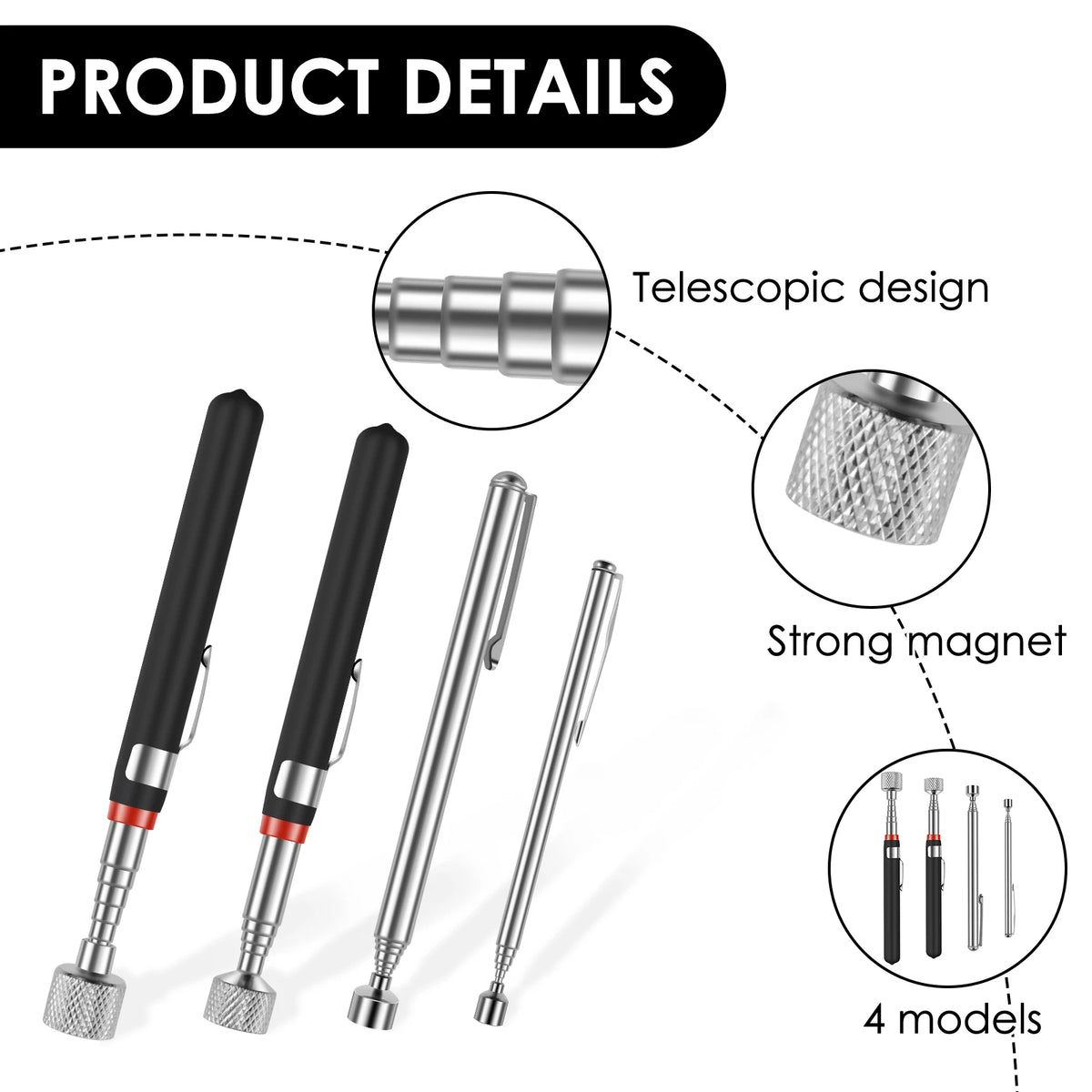 Telescopic Magnetic Pickup Tool with Extendable Handle