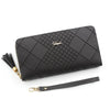 Black quilted PU leather wristlet clutch wallet with a gold chain strap