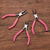 Pink Jewelry Pliers Tool Kit with Needle, Round Wire Cutter, and Curved Nose Pliers