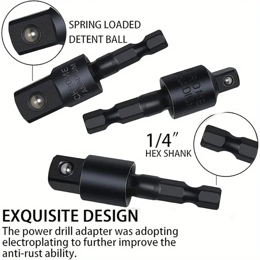 A set of spring-loaded detent balls and a hex shank drill adapter for power drills.