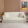 Seersucker Grid Sofa Cover with Anti-Slip Skirt