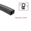 Black U-shaped EPDM rubber edge trim with dimensions shown.