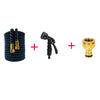 Expandable garden hose with adjustable high-pressure nozzle and brass connector fittings
