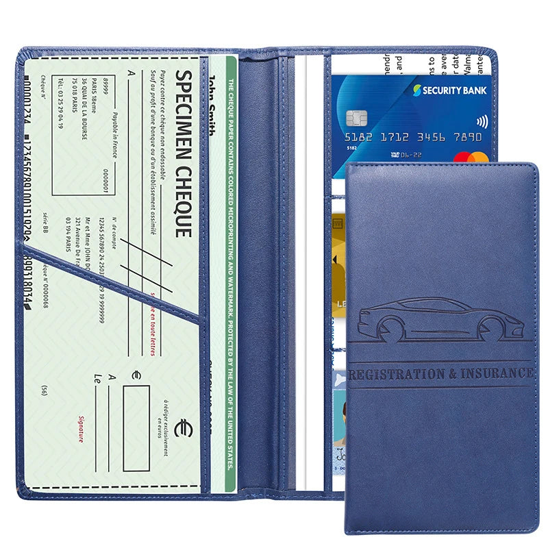 Leather Car Document Organizer with Card Holder