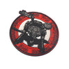 Embroidered patch featuring a silhouette of Metal Gear Foxhound with a hook and loop backing on a red circular background