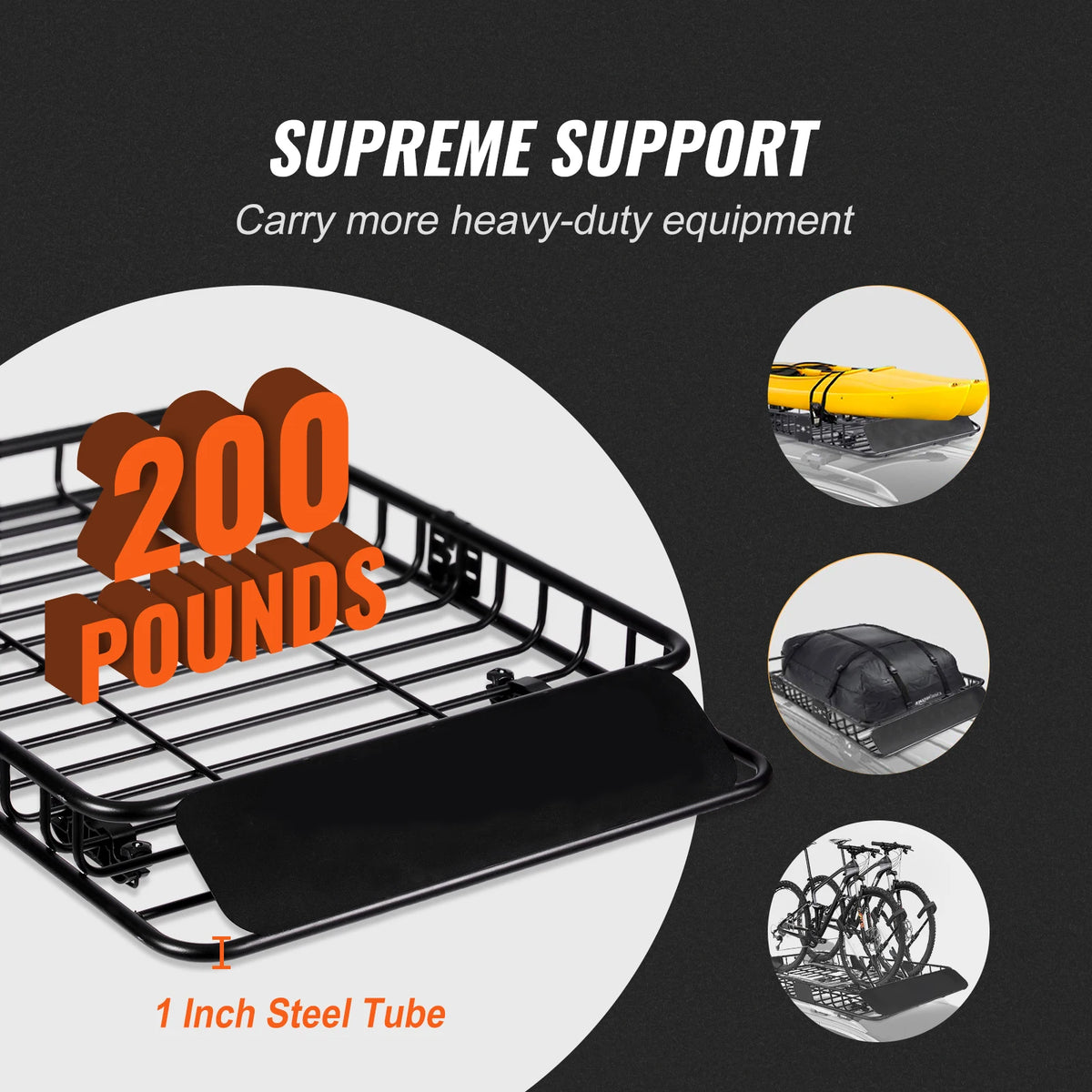 Heavy-Duty Roof Rack Cargo Basket with Wind Fairing