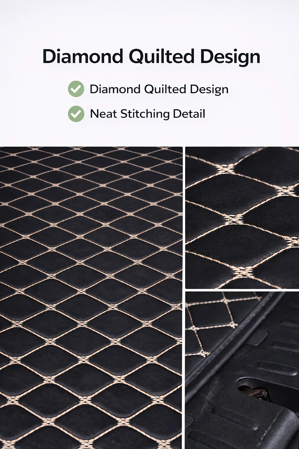 PU Leather Rhombus Pattern Car Trunk Mat