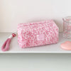 Leopard Print Plush Makeup Bag with Carry Handle