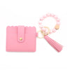 Silicone Bead Bracelet Leather Card Holder Wristlet