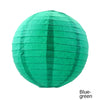 A round, teal green paper lantern with vertical folds.