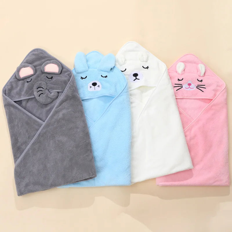 Soft Hooded Baby Towel Robe with Cartoon Animal Design