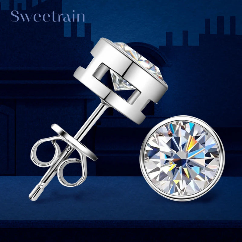 Moissanite Stud Earrings in Sterling Silver