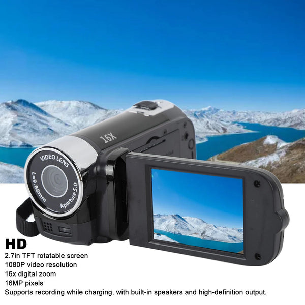 4K Video Camera with Rotatable 2.7-inch Screen, 48MP, 16x Digital Zoom