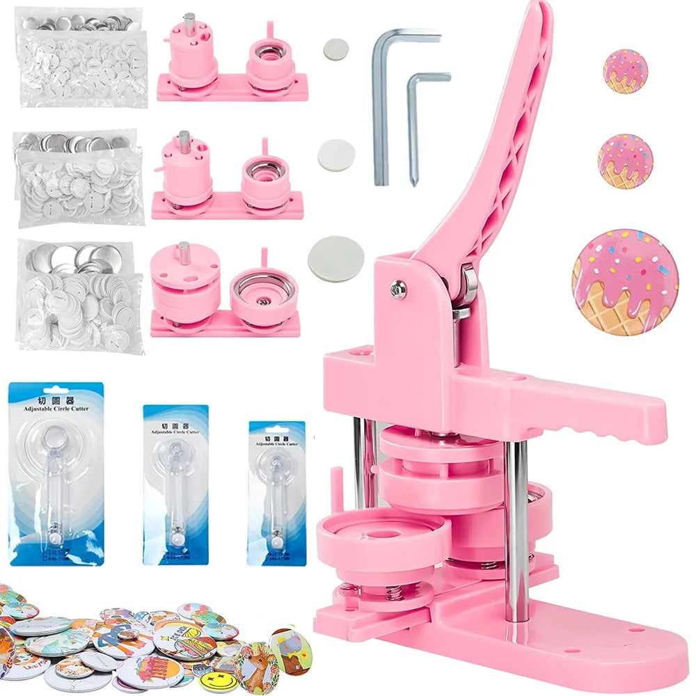 Multi-Size Button Maker Machine with 300 Button Parts Kit