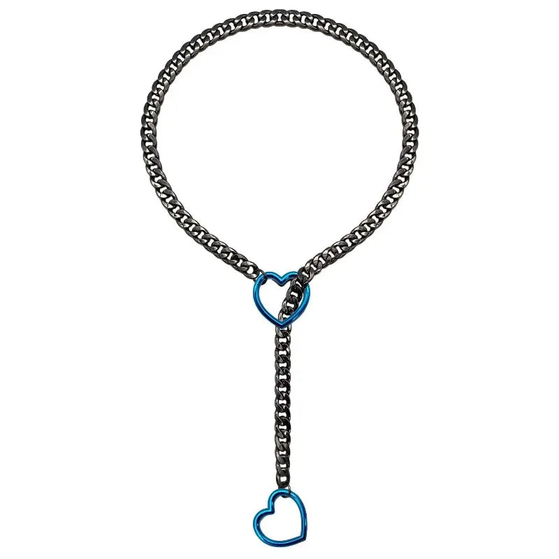 Heart Charm Cuban Link Necklace in Stainless Steel