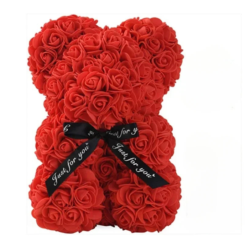 Eternal Rose Teddy Bear Gift for Mom, Valentine's Day & Home Décor