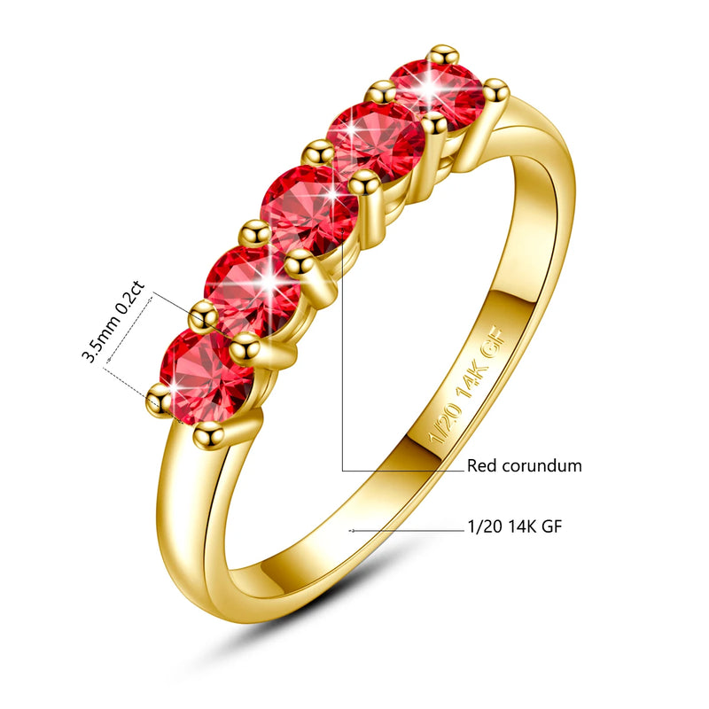 Five-Stone Moissanite Stacking Ring in 14K Gold Filled