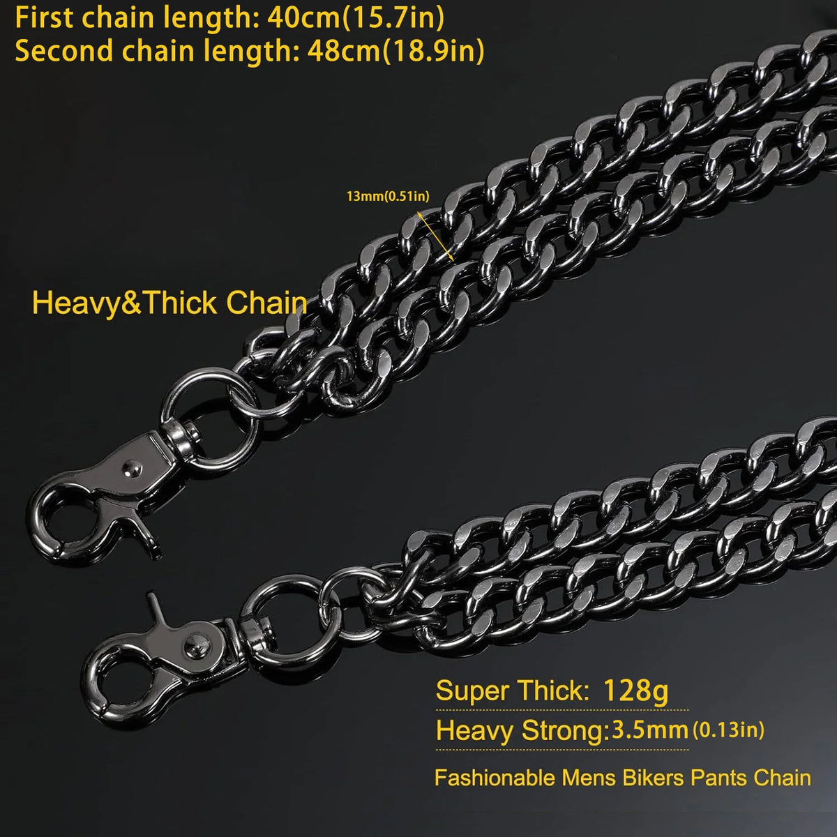 Punk Wallet Chain with Lobster Clasps for Keys and Belt