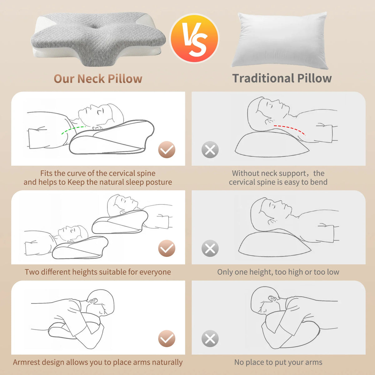 Butterfly Memory Foam Pillow with Contoured Neck Support