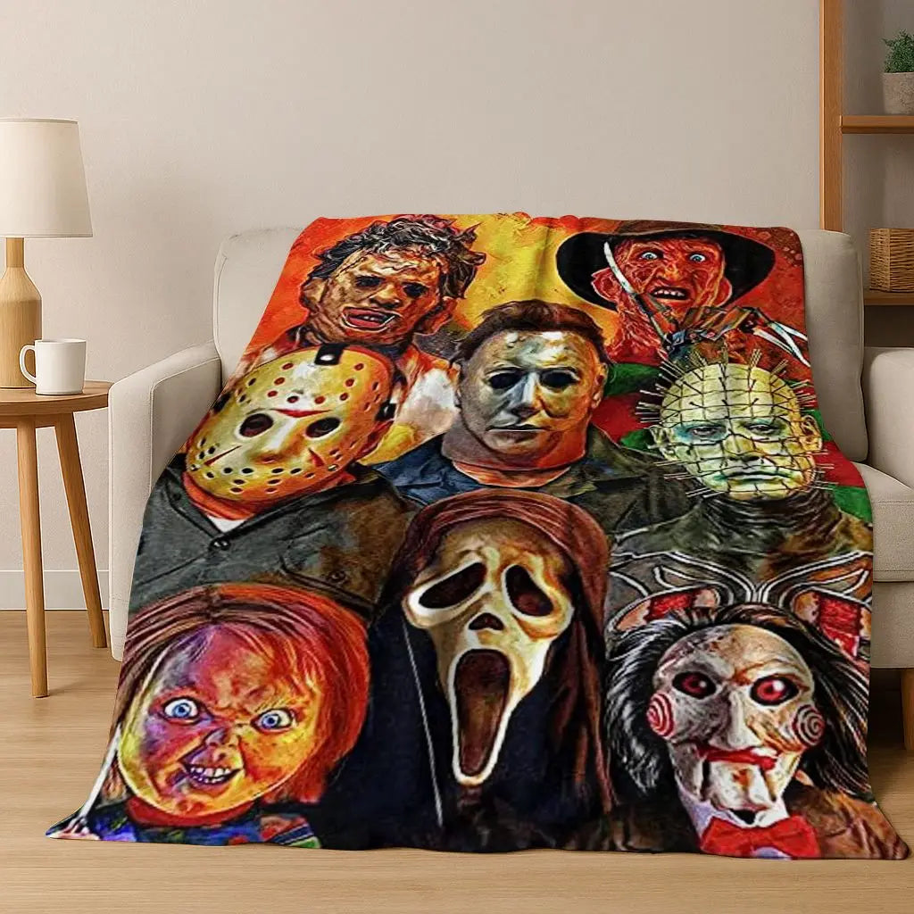 Ghost Face Horror Character Flannel Throw Blanket