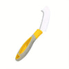 A white hard bristle crevice cleaning brush with a gray non-slip handle.