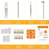 A set of tools including a metal watch band link remover, pin punches, spring bar tool, double head hammer, spare needles, an