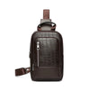 Men's Waterproof PU Leather Crossbody Bag with Geometric Pattern