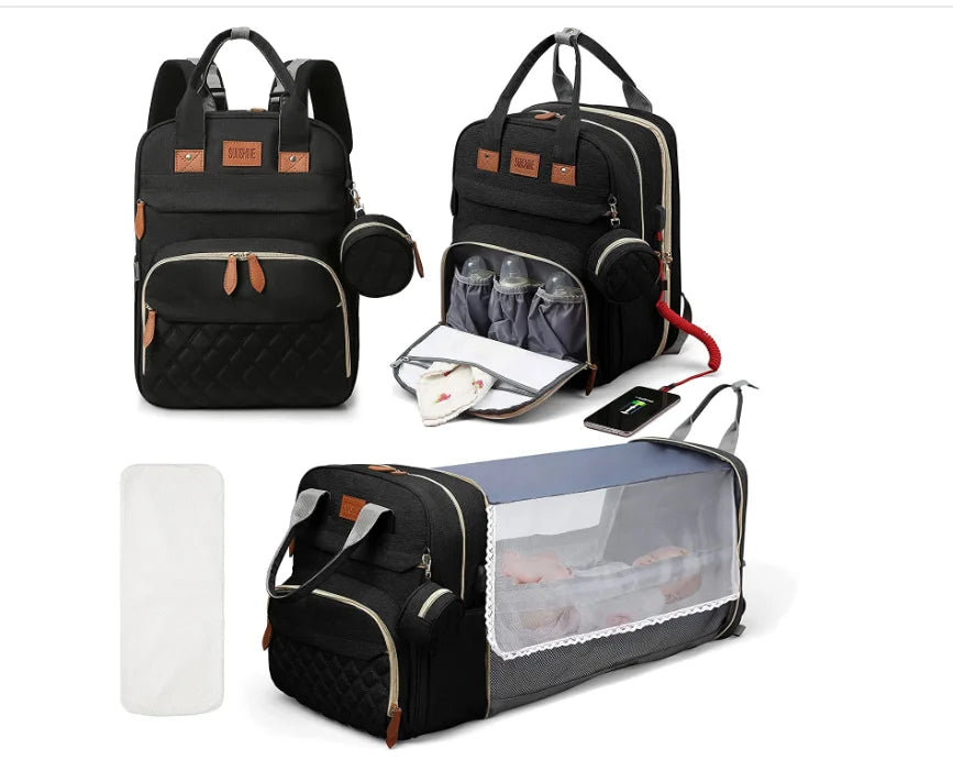 3-in-1 Diaper Bag Backpack with Foldable Changing Mat