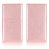 A pink leather slim card holder wallet designed for storing vehicle registration, license, and insurance cards.