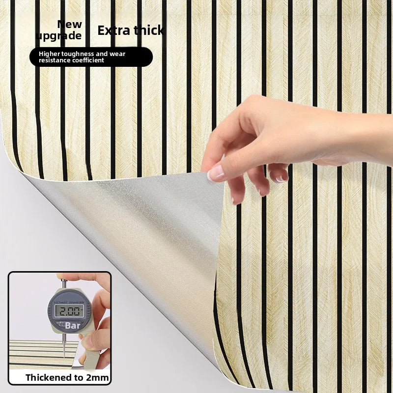 Close-up of self-adhesive wood grain wallpaper showing a new upgrade with higher toughness and wear resistance
