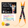 A set of 36-color acrylic paint markers, including a giraffe design, is shown with an egg and a rock.
