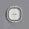 A white foldable plastic wash basin shown with dimension markings.
