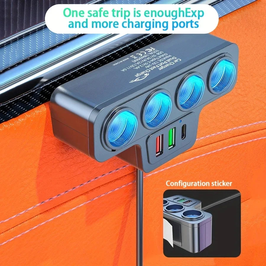 4-Port USB Car Charger with Fast Charging
