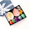 Natural Crystal Chakra Set with Amethyst, Agate, and Selenite