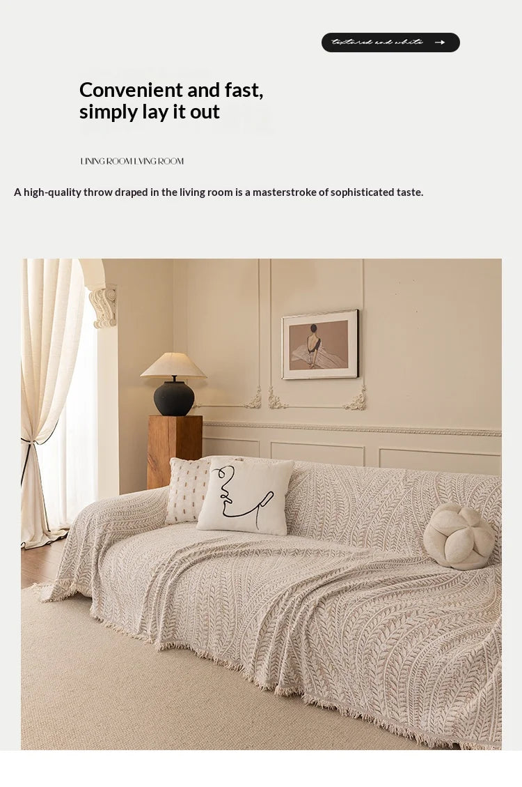 Herringbone Chenille Sofa Cover — All-Season Furniture Protector