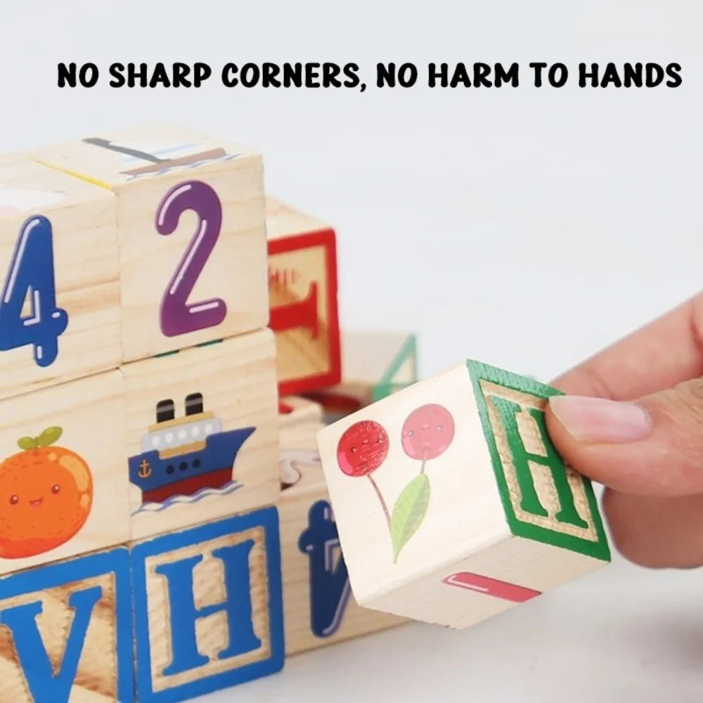 Wooden Alphabet Stacking Blocks Learning Toy