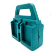 A teal plastic portable battery storage case with four slots for 18V Li-Ion batteries.