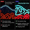Comparison showing printed ones that do not shine versus glowing light strips with a beer mountain logo.