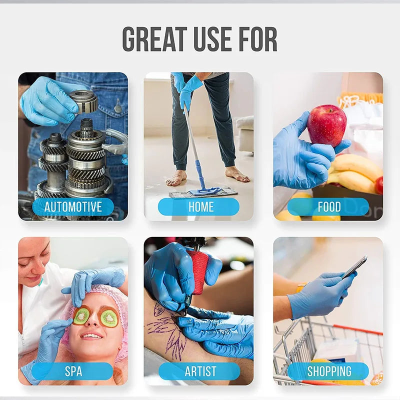 Blue Nitrile Disposable Gloves – Latex-Free, Powder-Free Protection for Home & Work