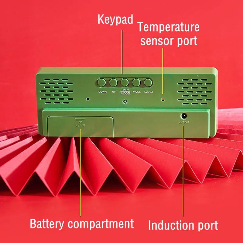 Modern LED Alarm Clock with Voice Control and Night Mode