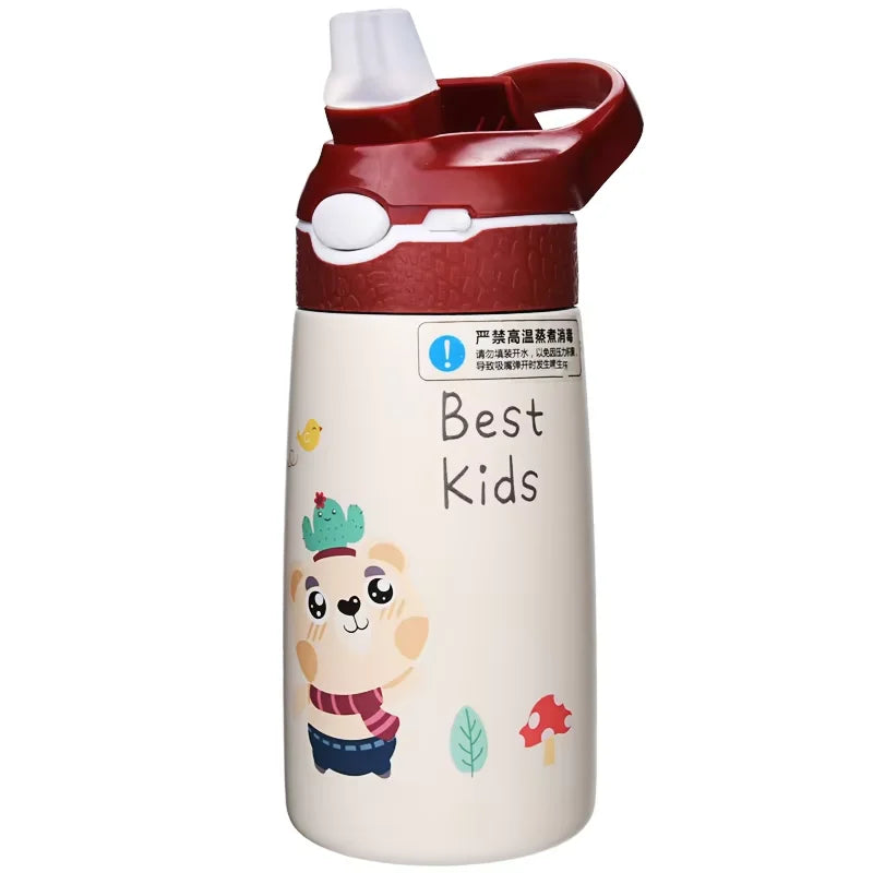 Botella de Agua de Acero Inoxidable Aislada para Niños con Pajita