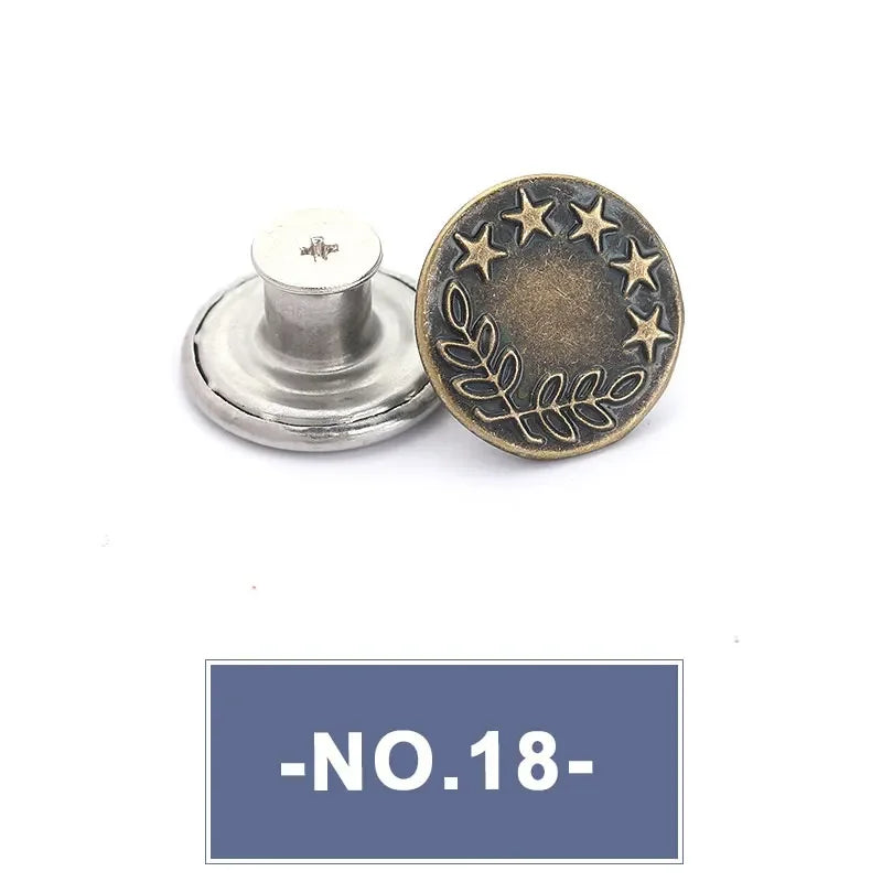 No-Sew Replacement Jeans Buttons - 17mm Metal Snap Buttons
