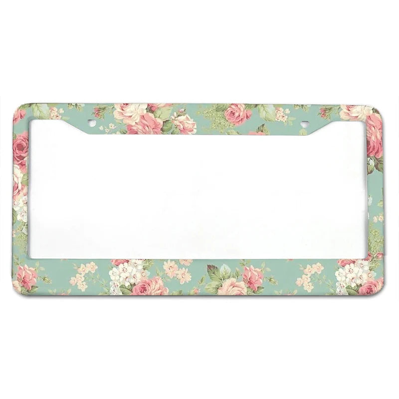 Floral Aluminum License Plate Frame with Slim Design
