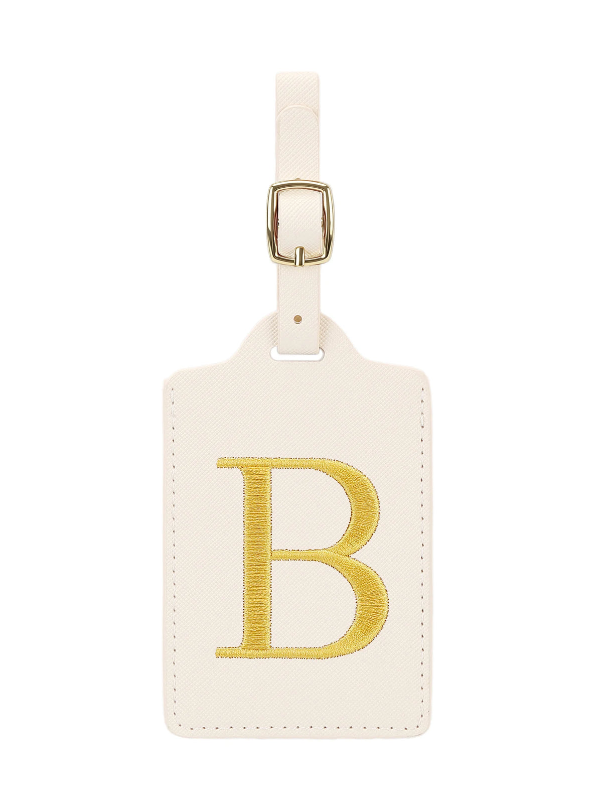Personalized Embroidered Leather Luggage Tag with Letter Initial