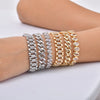 Bracelet Chaîne à Anneau de Papier Doré avec Pierres CZ