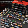 A red gift box containing a collection of 48 diecast metal classic car models arranged in multiple tiers.