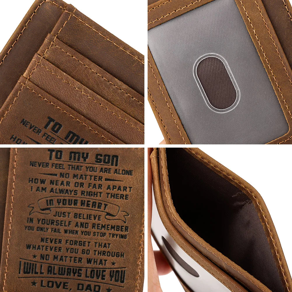 Genuine Leather Slim Card Wallet for Men – Personalized Gift from Dad