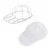 White wire cage hat cleaning accessory and a white mesh laundry bag for baseball caps