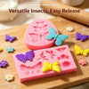 Pink silicone molds featuring various butterfly shapes for crafting and soap making