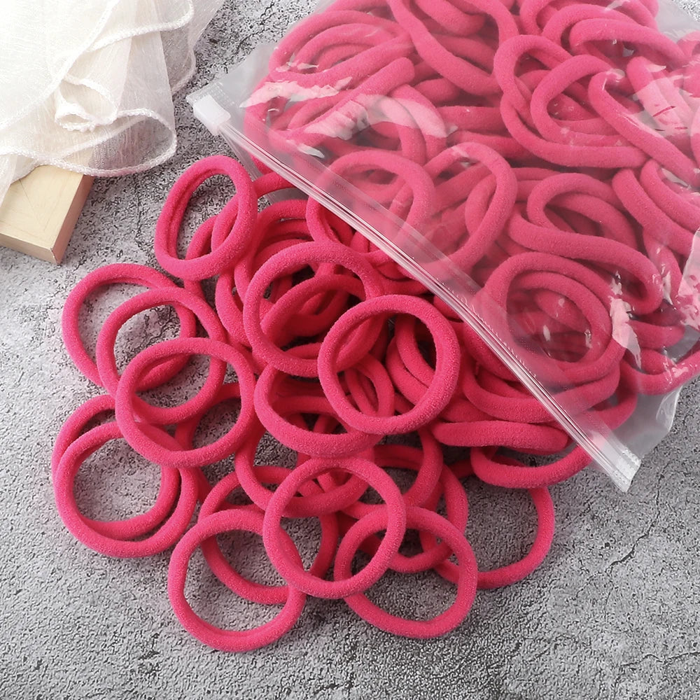 50-Pack Solid Color Elastic Hair Ties for Women & Girls
